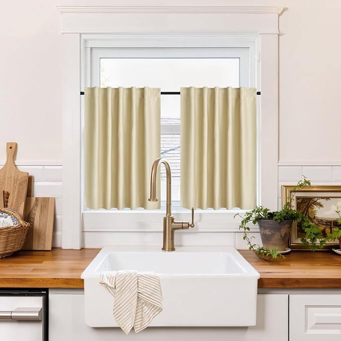RYB HOME 100% Blackout Short Curtains