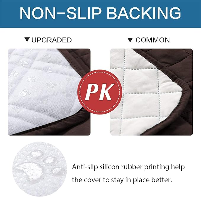 Dog Bed Cover Waterproof Microfiber Quilted Mattress Cover Pet Mat Silicon Non Slip 9 Size Furniture Protectors for Bed Sofa Couch (76 x 127 cm/30 x 50 in,Brown)
