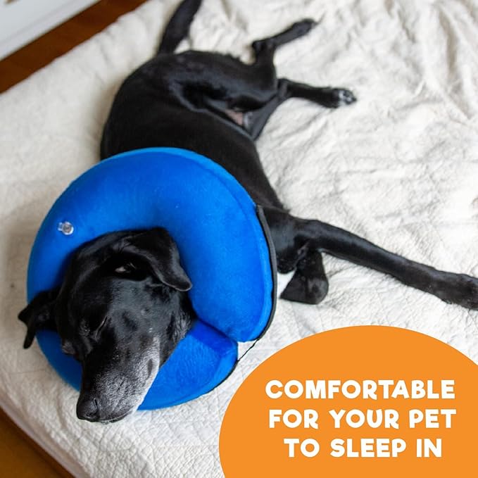 BENCMATE Inflatable Dog Cone Collar Alternative, Soft Dog Cone for Small Medium Large Dogs and Cats, Neck Recovery ECollar Donut Collar After Surgery (Medium, Navy Blue)