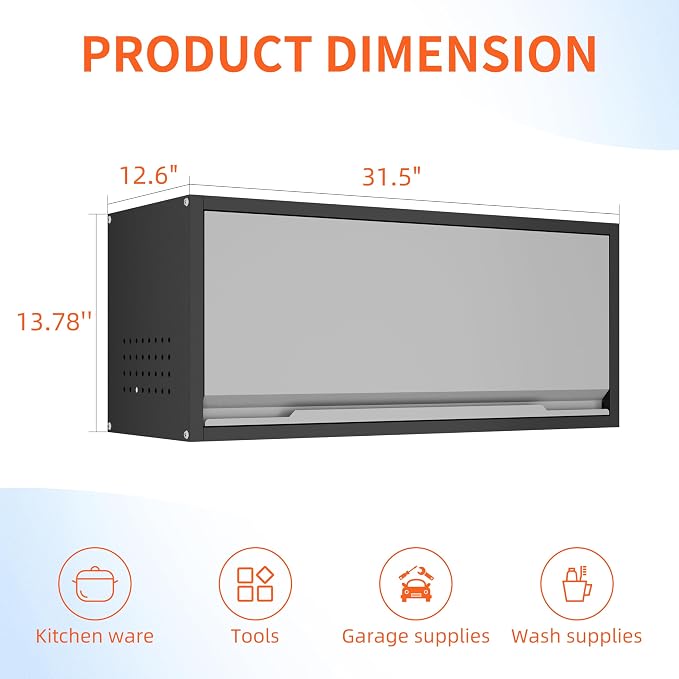 Metal Garage Wall Cabinet, Floating Garage Tool Cabinets