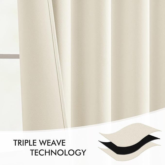 MIULEE Birch Back Tab Blackout Curtains 72 Inches Long 2 Panels Set
