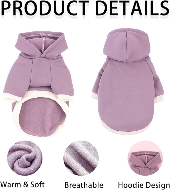 Custom Dog Hoodie, Personalized Sweatshirt with Photo Text Name Logo, Customized Hooded Sweater for Small Medium Large Dogs & Cats (Purple, X-Small)
