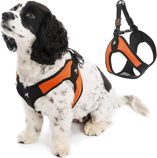 Gooby Escape Free Easy Fit Harness - Orange, X-Small - No Pull Step-in Patented Dog Harness with Quick Release Buckle - Perfect On The Go No Pull Harness for Small Dogs or Medium Dog Harness