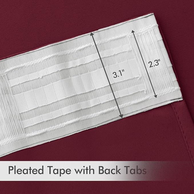 MIULEE Christmas Wine Red Back Tab Blackout Curtains 102 Inch Long 2 Panels Set