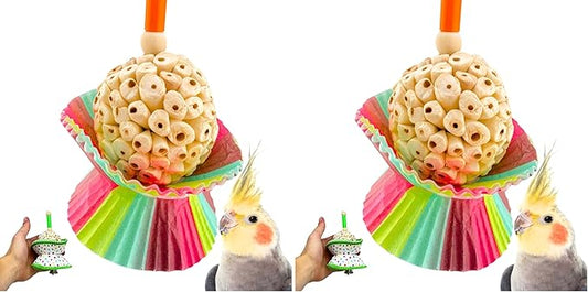 Bonka Bird Toys 1925 Cake Natural Sola Shred Forage Chew Treat Parrot Parrotlet Budgie Cockatiel Parakeets and Other Similar Birds (Pack of 2)