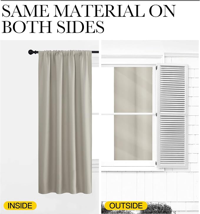 NICETOWN 2 Panels Blackout Curtains, Rod Pocket Window Curtains Room Darkning