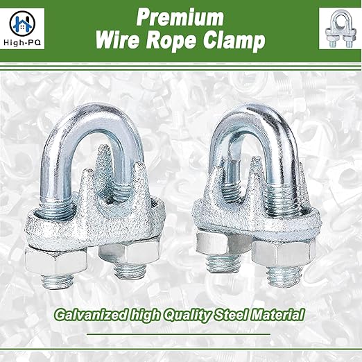 30PCS 3/8" M10 Zinc-Plated Wire Rope Clamps – Heavy Duty U-Bolt Cable Clips (Silver)