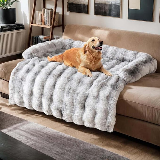 Pet Couch Covers for Sofa, Cat Dog Couch Cover Protector, Dog Bed Mat for Sofa Couch Furniture Protector Cream Square Plaid Cozy Dog Couch Cover