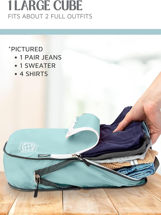 Compression Packing Cubes Set for Travel - Lightweight, Durable Clothes Organizer for Carry-On Luggage and Suitcases by TRIPPED Travel Gear