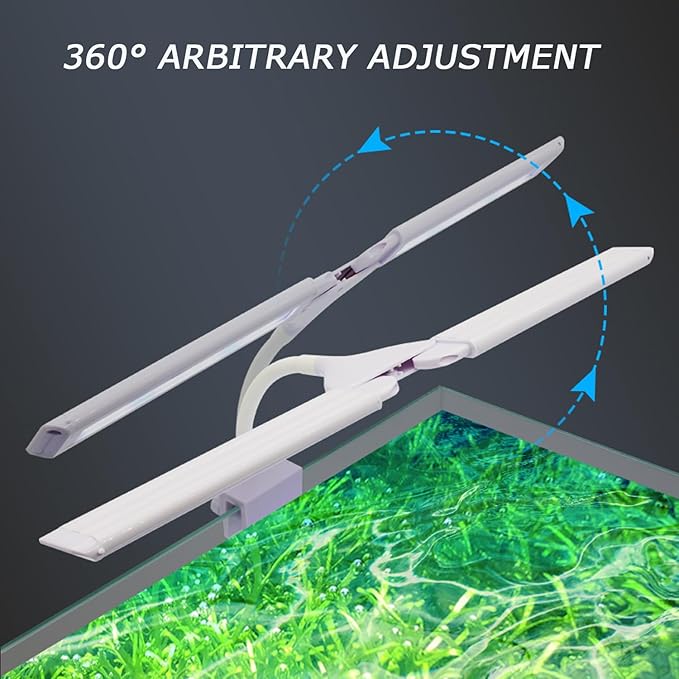 LED Aquarium Light Full Spectrum Clip Fish Tank Light Double Swing Arm Suitable for 5-20 Gal Tank