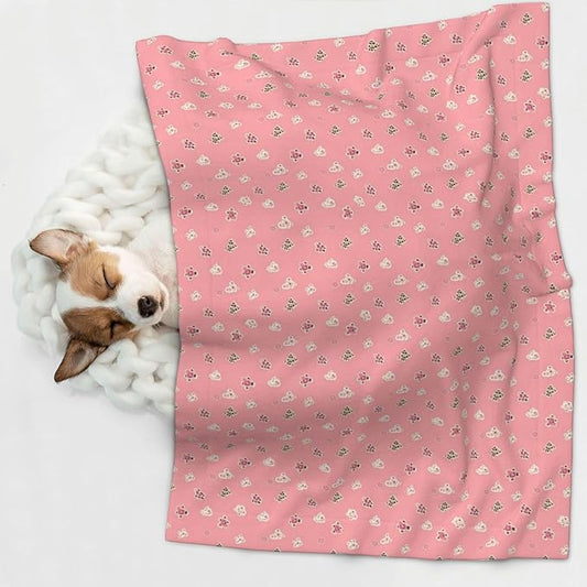 Reversible Plush Throw for Dogs and Cats, Pink Cheetah Leopard, Double Sided Blanket with Nubby Dot Side and Sleek Side Ideal for Cuddling Nesting Security