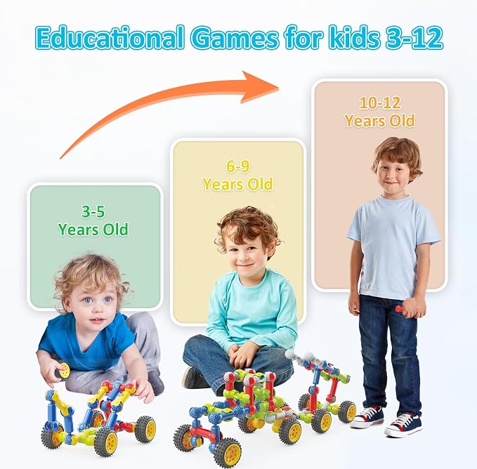 Huaker STEM Building Toys for 3 4 5 6 7 8 Year Old Boys Girls Birthday Gift | 109 Pcs STEM Activity Kit & Toy for Kids Ages 3-8 with Portable Storage Box, Perfect for Preschool, Homeschool, and Classroom