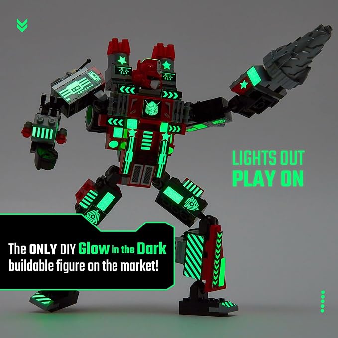 JITTERYGIT Mech Building Robot Glow in The Dark Action Figure Toy Set, Cool Space Super Hero Christmas Birthday Gift, Best Xmas Holiday Present Bricks for Boys, Girls, Teen 6 7 8 9 10 Year Old