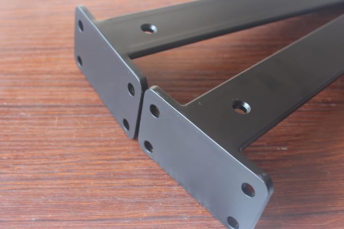 6 Pack - 8 inch Black Hidden L Shelf Bracket Iron Floating Shelf Brackets