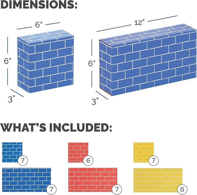Bankers Box at Play Heavy Duty Jumbo Cardboard Building Blocks, 40 Pack, Large and Medium Toy Blocks for Kids and