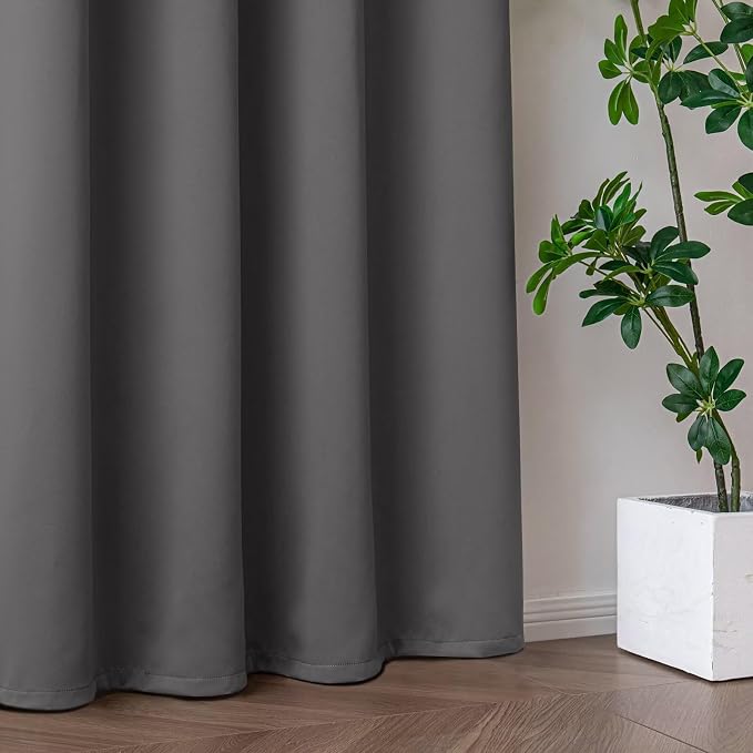 IGEMAEVE Light Grey Blackout Curtains 84 Inch Length 2 Panels Set, Grommet