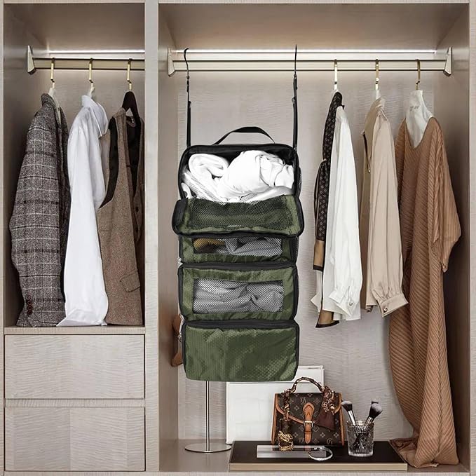 Suitcase Organizer, Travel Luggage Organizer Portable Hanging Travel Shelves Collapsible Hanging Packing Cubes for Carry on Suitcase