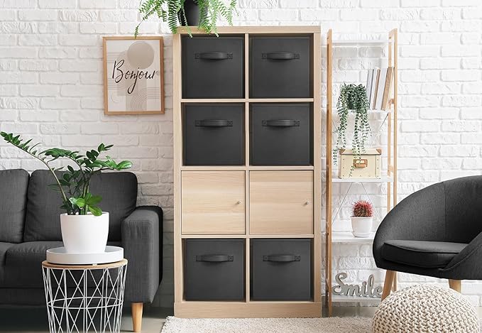 Sorbus Fabric Storage Cubes - 6 Foldable Storage Bins for Organizing Pantry, Cubbies, Toy Box - Clothes Storage & Closet Organizer - 13 Inch Collapsible Cube Baskets for Shelves with Handle
