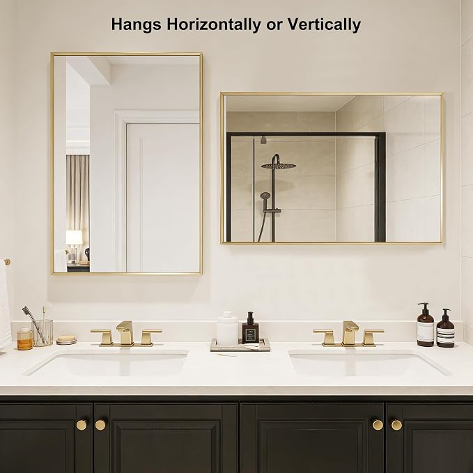 BOMINICA Brushed Gold Bathroom Mirror