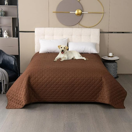 GIBZ Waterproof Dog Bed Cover Anti Slip Pet Furniture Protector Blanket Washable Thick Quilted Mat, Brown, 50.8x76.2cm