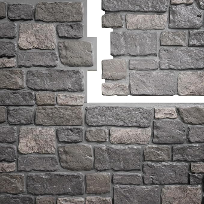 EverStone Cobblestone Faux Stone Panel, Charcoal Color