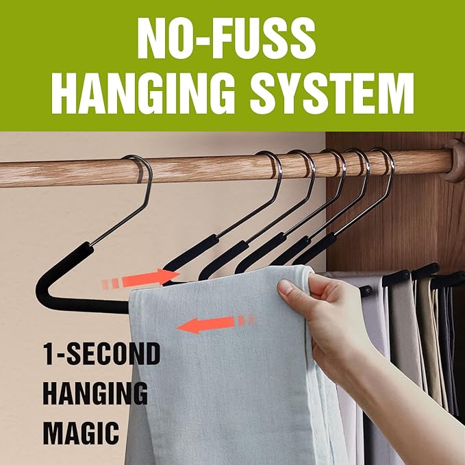Spring Fever Open Ended Non Slip Sponge Padded Pants Hangers - Chrome Plating Foam Heavy Duty Space Saving Beige Long 10