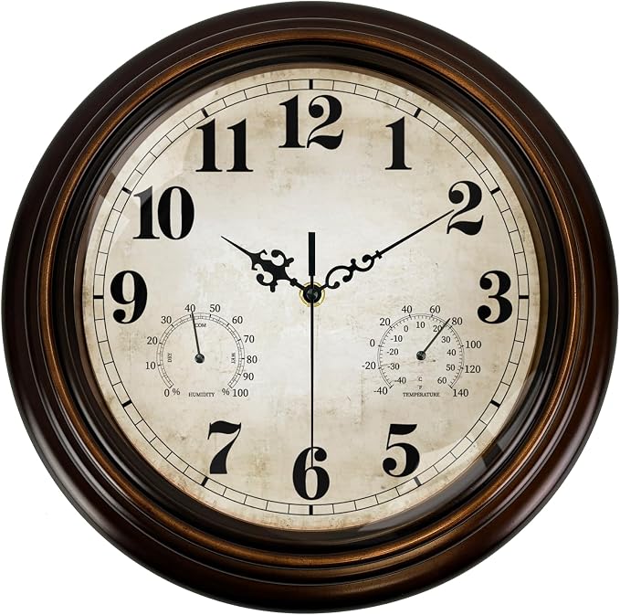 Vintage Wall Clock 13 Inch Quartz Silent Non-Ticking Analog Clock