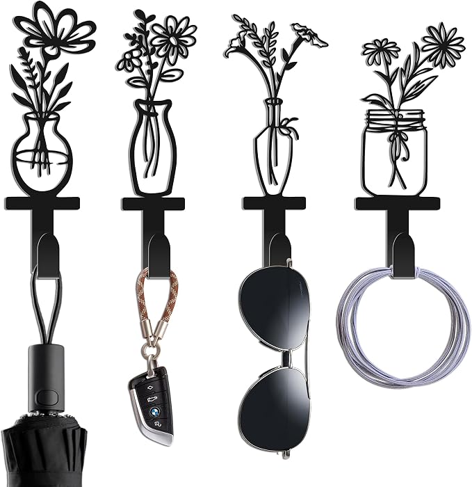 Decorative Wall Hooks, Metal Flowers Wall Decor