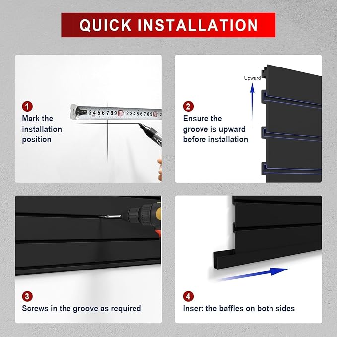 4 x 8 FT Slatwall Panel Garage Wall Organizer, Heavy Duty Slat Wall Paneling