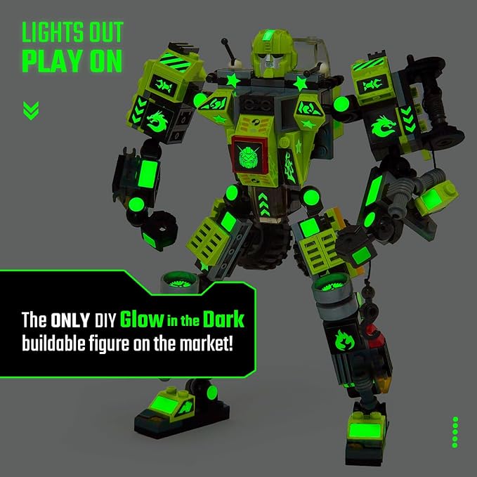 JITTERYGIT Mech Buildable Robot Glow in The Dark STEM Action Figure Toy Set, Cool Space Super Hero Christmas Birthday Gift, Xmas 3 in 1 Present DIY for Boys, Girls, Teen 6 7 8 9 10 Year Olds