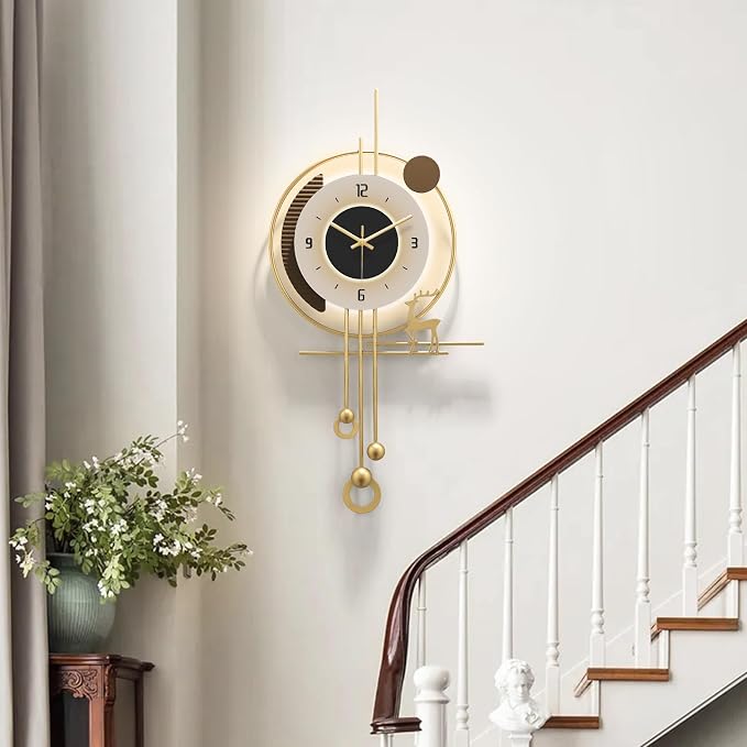 Modern Wall Clock for Living Room, Large Gold Decorative Wall Clock