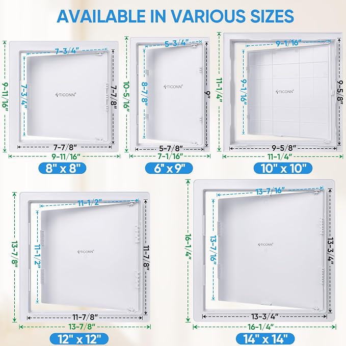 TICONN Access Panel for Drywall, 12 x 12 Inch ABS Plastic Wall Hole Cover