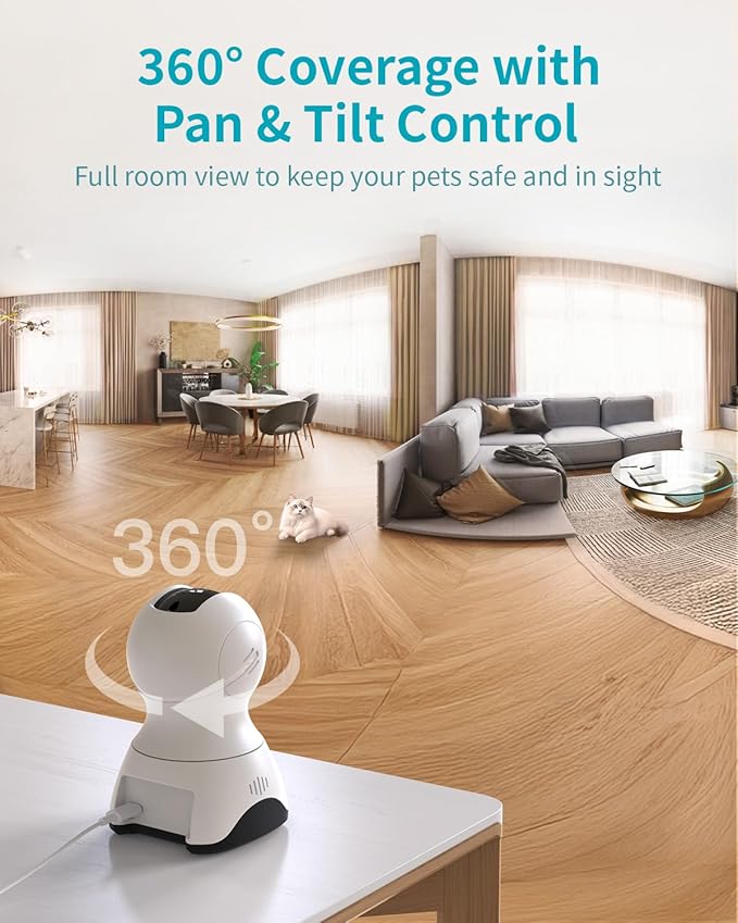 VIMTAG 2.5K Pan/Tilt Cameras for Home Security, Indoor Camera for Pet/Dog/Cat/Baby/Nanny/Room with Phone App, 5G/2.4G WiFi, Night Vision, 2-Way Audio, Motion Tracking, AI Detection, Works w/Alexa