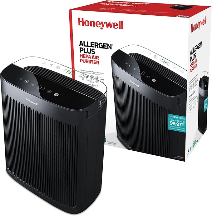 Honeywell HEPA Air Purifier for Home, 1733 Ft² Rooms in 1 hour, Air Quality Indicator, Auto Mode, Reduces Allergens, Dust, Pollen, Smoke, Pet Dander, Odors, Black, HPA5200