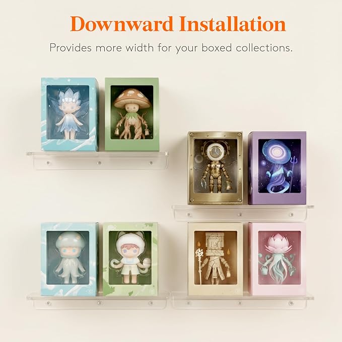 Lifewit Floating Shelves for Wall, Acrylic Display Shelf Wall Mounted for Figure, Car, Art, Book, 14" Perfume Organizer for Bathroom, Bedroom, Living Room, Nursery, Home Decor, Clear, 8 Pack