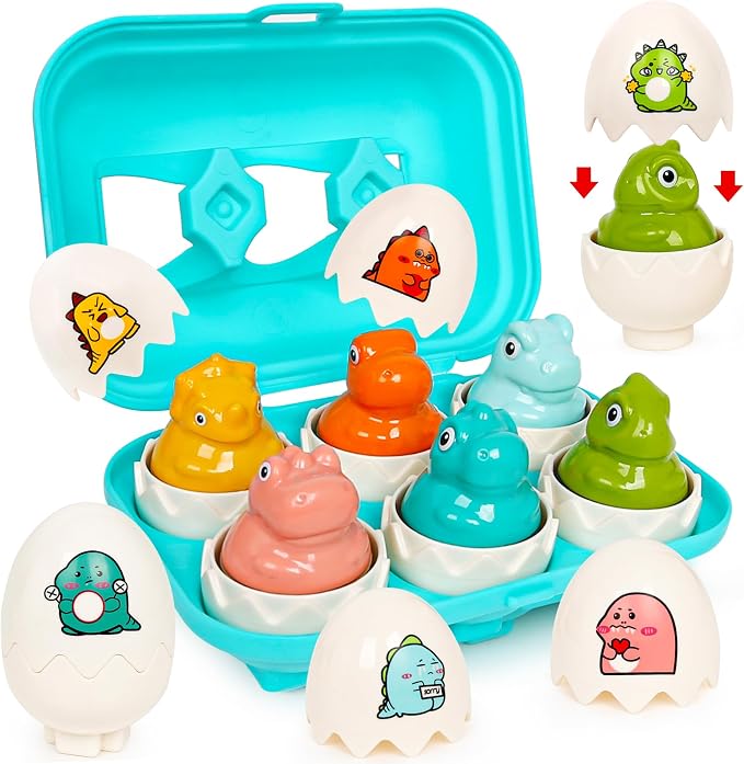 Dinosaur Toys,Egg Toy for Toddlers 1-3,Montessori Sensory Early Educational Learning Shape Matching & Sorting Games Fine Motor Toys Christmas Stocking Stuffers Gifts for Boys Girls