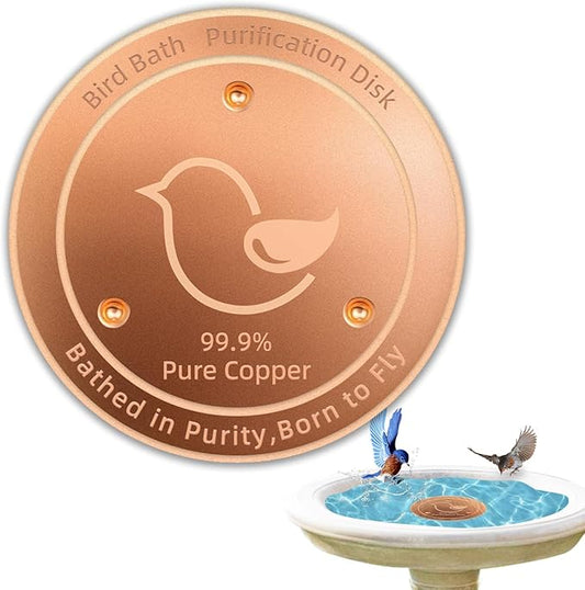 Bird Bath Copper Disk, 4.2" Large Surface Area, Covers 20% More Water Than Standard, Safe & Clean Birdbaths All Year Round, Fits Most Backyard Birdbaths