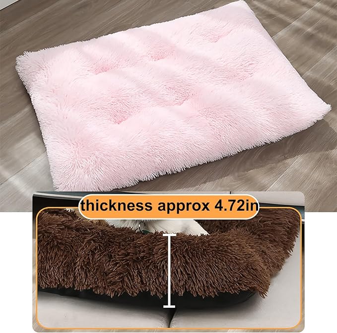 Dog Crate Mat, Dog Bed for Large Dogs, Comfy Fluffy Kennel Pad Anti-Slip for Dog beds & Furniture, Quilted Dog Bed for Pets for Medium/Small Dogs Cats (Color : Pink, Size : 30x21)