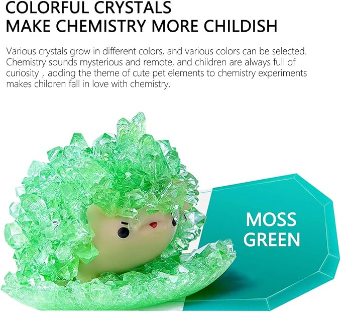 Crystal Growing Toys for Kids - Vibrant Colorful Crystal Hedgehog to Grow,Science Experiments Learning and Education for Kids STEM Gifts for Boys & Girls 8 Years + (Moss Green)