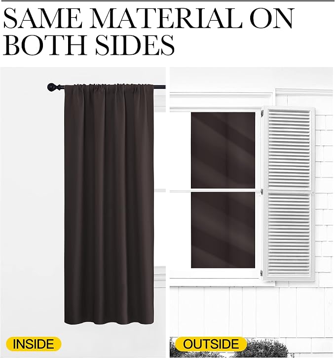 NICETOWN Blackout Curtains for Living Curtains, Toffee Brown, 1 Pair, 34-inch W