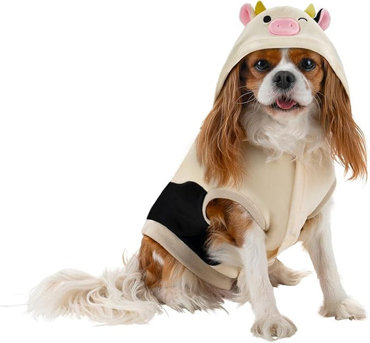 Squishmallows Original Connor The Cow Pet Hoodie - Ultrasoft Official Jazwares Pets Apparel (Medium) Multicolor