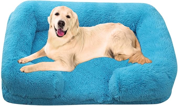 Dog Beds Large Sized dog Orthopedic, Sofa Dog Bed with Waterproof Lining and Nonskid Bottom, Rectangle Washable Dog Bed for Medium Small Dogs and Cats Comfortable ( Color : Blue , Size : 51 x 35" )