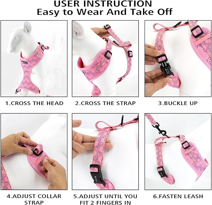Dog Cat Harness and Leash Set, Puppia Soft Mesh Padded and Adjustable Puppy Vest Cute Dog Clothes Escape Proof Easy Walk Pet Accessories (Grapefruit, S (Neck 10.6"-13"; Chest 14"-19.6"))