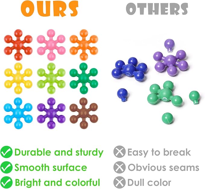 Building Blocks Educational Toy - 300PCS Snowflake Stem Construction Set for Kids 3+, Safe Non-Toxic Storage Case, Learning Gifts for Boys Girls, Multi-Color (Pack of 2)
