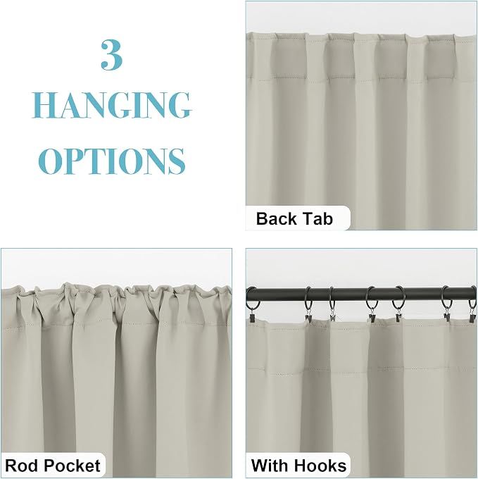 RYB HOME Blackout Curtains for Living Room, Privacy Thermal Insulating Window