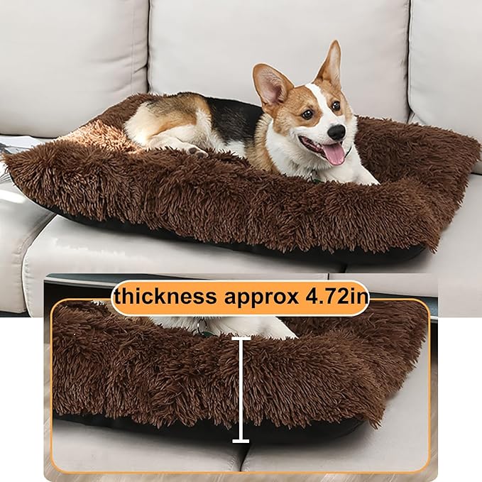 Dog Crate Mat, Dog Bed for Large Dogs, Comfy Fluffy Kennel Pad Anti-Slip for Dog beds & Furniture, Quilted Dog Bed for Pets for Medium/Small Dogs Cats (Color : Coffee, Size : 25x18)