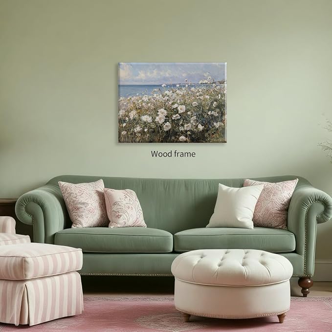 Nature Landscape Wall Art Coastal Wildflower Poster 16X24 inch Framed French