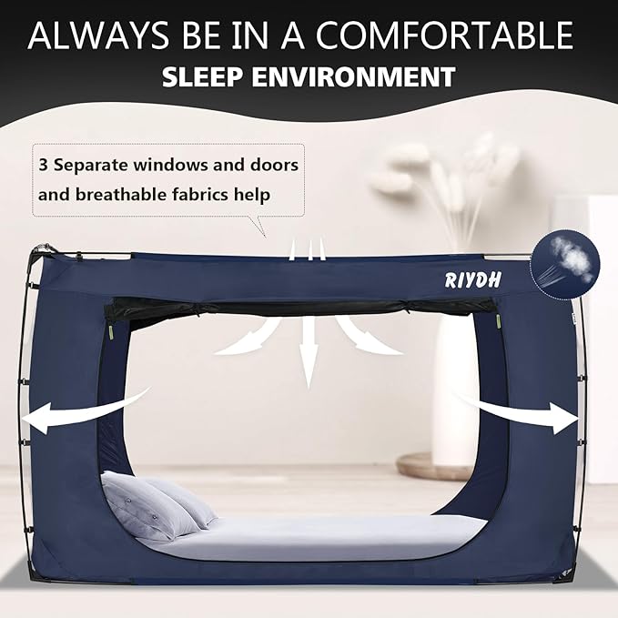 Bed Tent Bed Canopy Full Size Tents for Adult and Kids- Original Design Portable Dream Tent Indoor Sleeping 80% Blackout with 3 Doors Breathable Big Space Tents