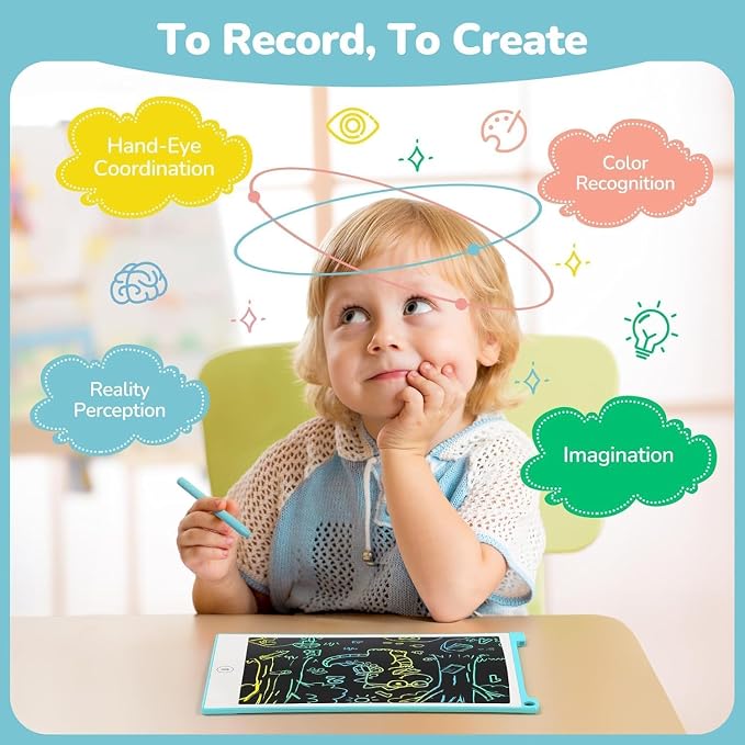 TECJOE LCD Writing Tablet, 8.5 Inch Colorful Drawing Board, Kids Travel Games Activity Learning Toys, Birthday Gifts for 3-8 Year Old Boys Girls Toddlers Preschooler | Colorful Doodle Board, Travel Road Trips Essential, Quiet Time, Learning Toys Birthd...