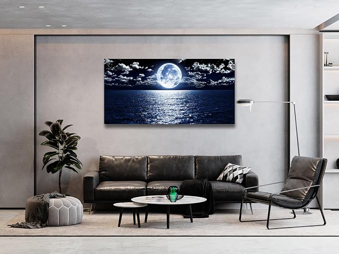 Cao Gen Decor Art S06975 Wall Art Canvas Prints Moon Sea Ocean Landscape 1
